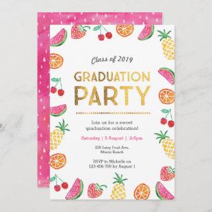 Tropical Fruity Kids Graduation party Invitation
