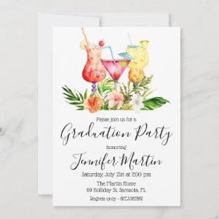 Tropical Graduation Cocktail Drinks Invitation