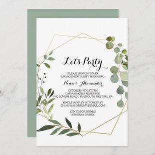 Tropical Green Leaves Let's Party Invitation