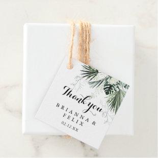 Tropical Greenery White Floral Wedding Favor Tags