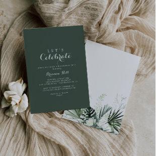 Tropical Greenery White Let's Celebrate Party  Invitation