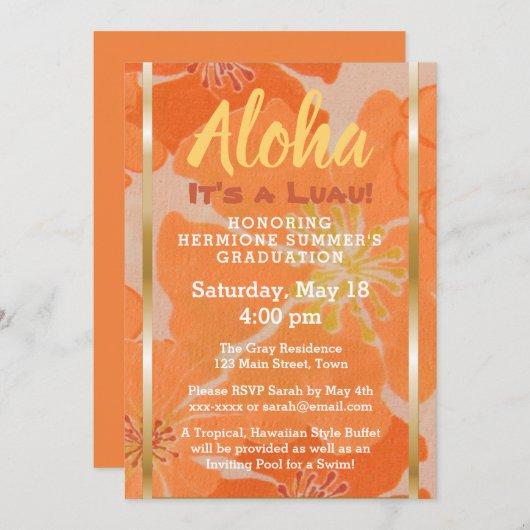 Tropical Hawaiian Luau Graduation Party Invite