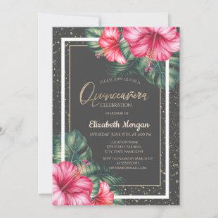 Tropical Hibiscus,Confetti  Invitation