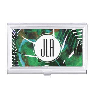 Tropical Palm Leaves Business Card Holder