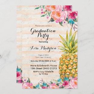 Tropical Pineapple Graduation Party card