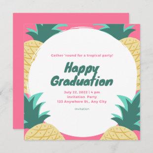 Tropical Pineapple Luau Graduation Party  Invitation
