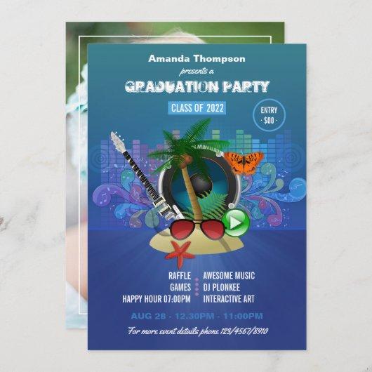 Tropical Summer Club Beach Graduation Party Invitation