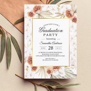 Tropical Terracotta Dried Palm Leaf & Flower Frame Invitation