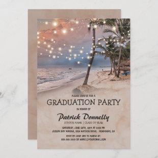 Tropical Vintage Beach 2022 Graduation Party Invitation