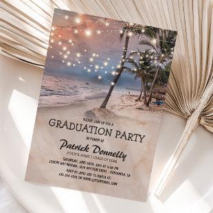 Tropical Vintage Beach 2024 Graduation Party Invitation