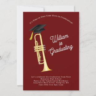 Trumpet Musician Graduation Party Music Invitation