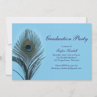 Turquoise Peacock Graduation Invitation
