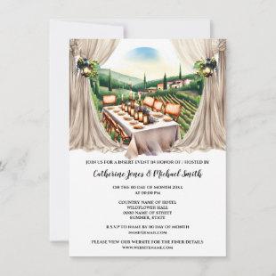 Tuscan vineyard wine farm dining wedding invitation