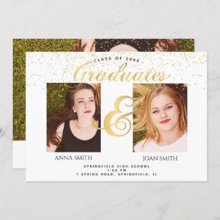 Twins Graduation Photo Invitation