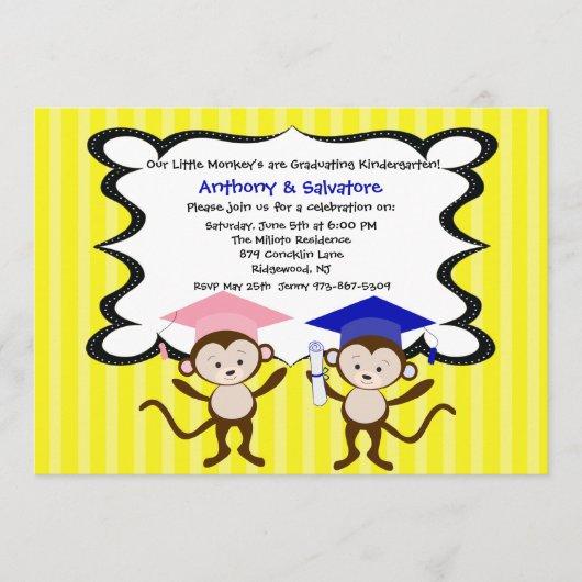 Twins Monkeying Around Graduation Invitation