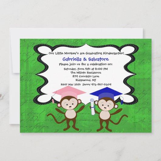 Twins Monkeying Around Graduation Invitation