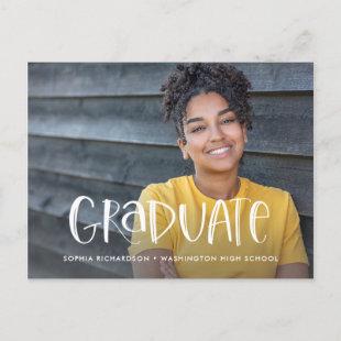 Two Photo | Whimsical Typography Graduation Announcement Postcard