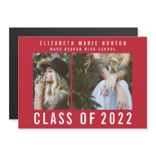 Type graduation multi photo modern magnetic red magnetic invitation