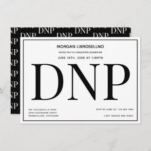 Typography Black White DNP Graduation Party Invitation