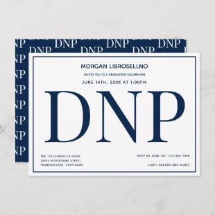Typography Blue White DNP Graduation Party Invitation