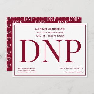 Typography Burgundy White DNP Graduation Party Invitation
