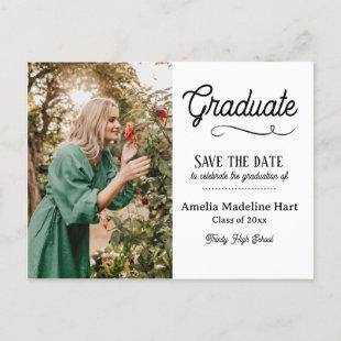 Typography Graduate Modern | Save The Date Photo Announcement Postcard