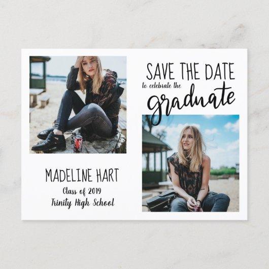 Typography Graduate | Save The Date Modern Photo Announcement Postcard