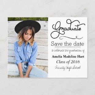 Typography Graduation Party | Save The Date Photo Announcement Postcard