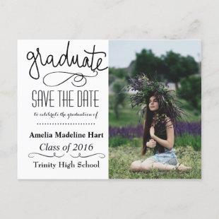 Typography Save The Date Graduation Party Photo Announcement Postcard