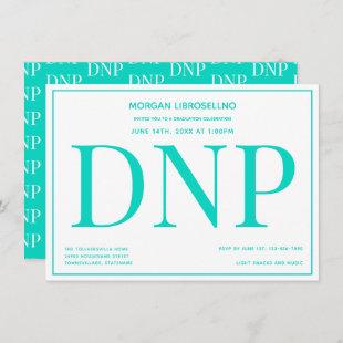 Typography Teal White DNP Graduation Party Invitation