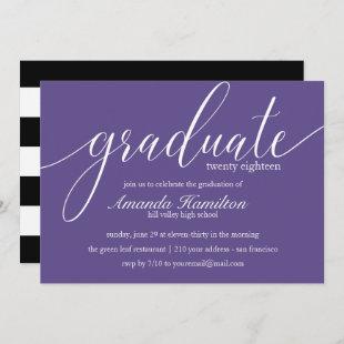 Ultra violet typography Graduation Invitation