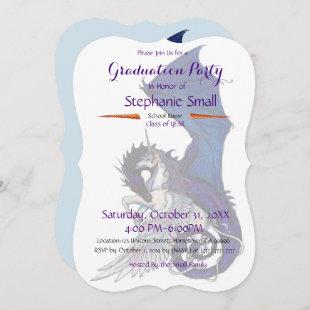 Unicorn Graduation Invitation Purple Blue Dragon