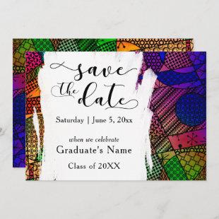 Unique, Bold, Colorful Geometric "Save the Date" Invitation