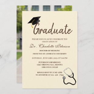 Unique Custom Photo Doctor Graduation  Invitation