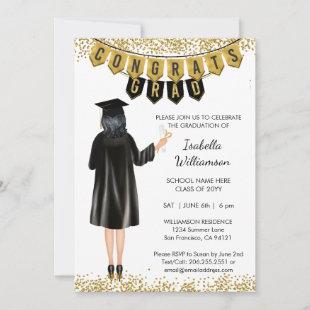 Unique Graduation Invitation Black Hair