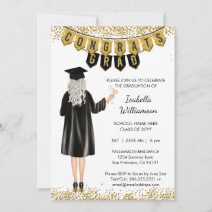 Unique Graduation Invitation Gray Hair