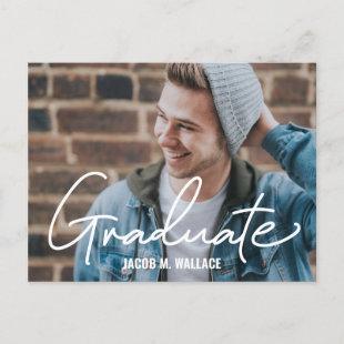University College Male Graduate Photo Graduation Announcement Postcard