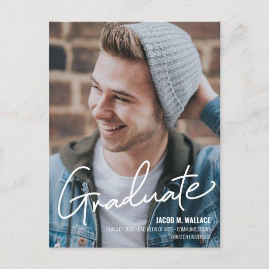 University College Male Graduate with Photo Announcement Postcard