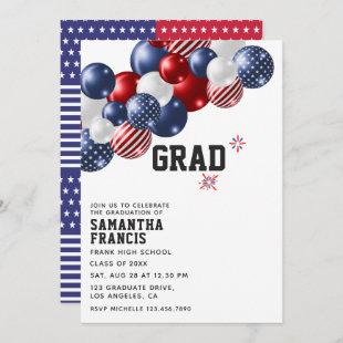 USA Balloon Graduation Party Invitation