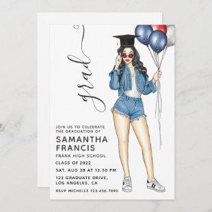 USA themed Girl Graduation Party Invitation
