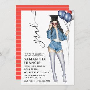 USA themed Girl Graduation Party Invitation