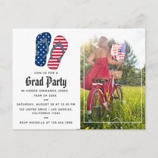USA themed Graduation Photo Invitation Postcard