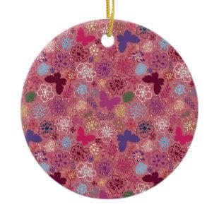 Verbena Pink Ceramic Ornament