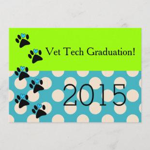 Vet Tech Graduation Invitations Lime and Blue 8
