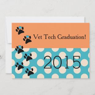 Vet Tech Graduation Invitations Orange and Blue