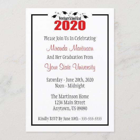 Veterinary Grad 2020 Graduation Invitation (Red)