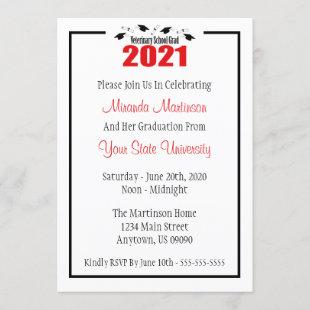Veterinary Grad 2021 Graduation Invitation (Red)