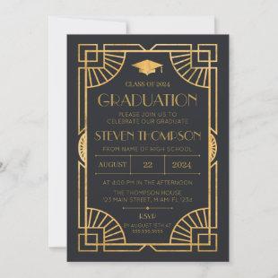 Vintage Art Deco Graduation Invitation