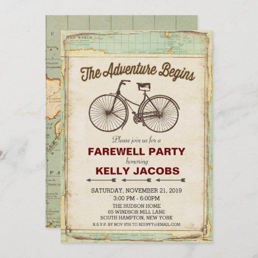 Vintage Bicycle Travel Farewell Party Invitation