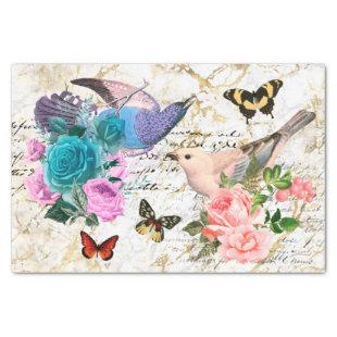 Vintage Bird, Flower & Butterfly Art, Decoupage Tissue Paper